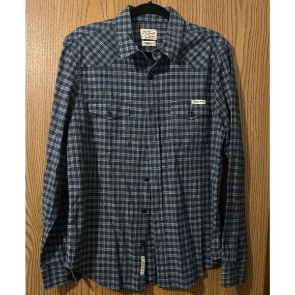 Lucky Brand Western Mens Medium Button Up Plaid Shirts LOT OF 2 Sportswear Prep - Picture 2 of 13